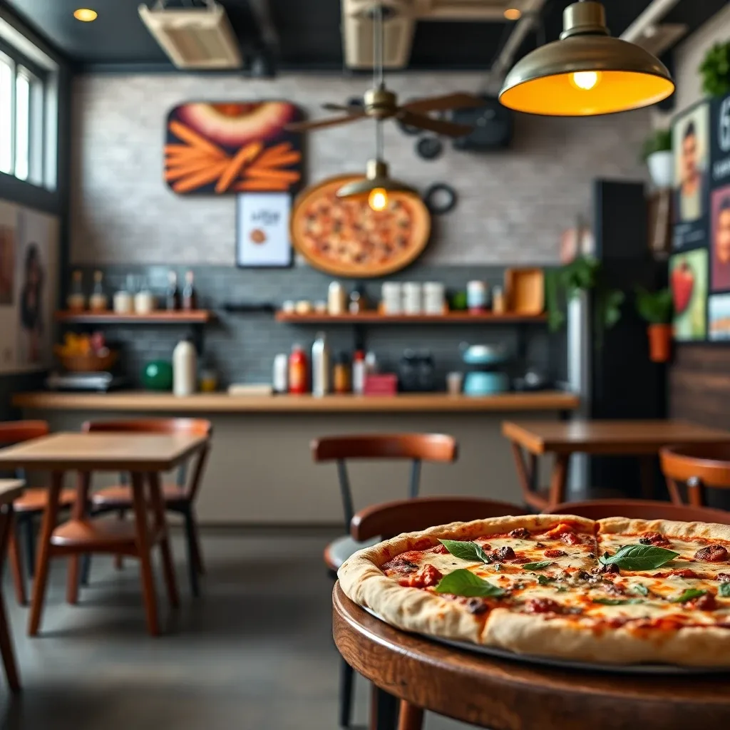 Restaurant interior with warm lighting and beautifully set tables